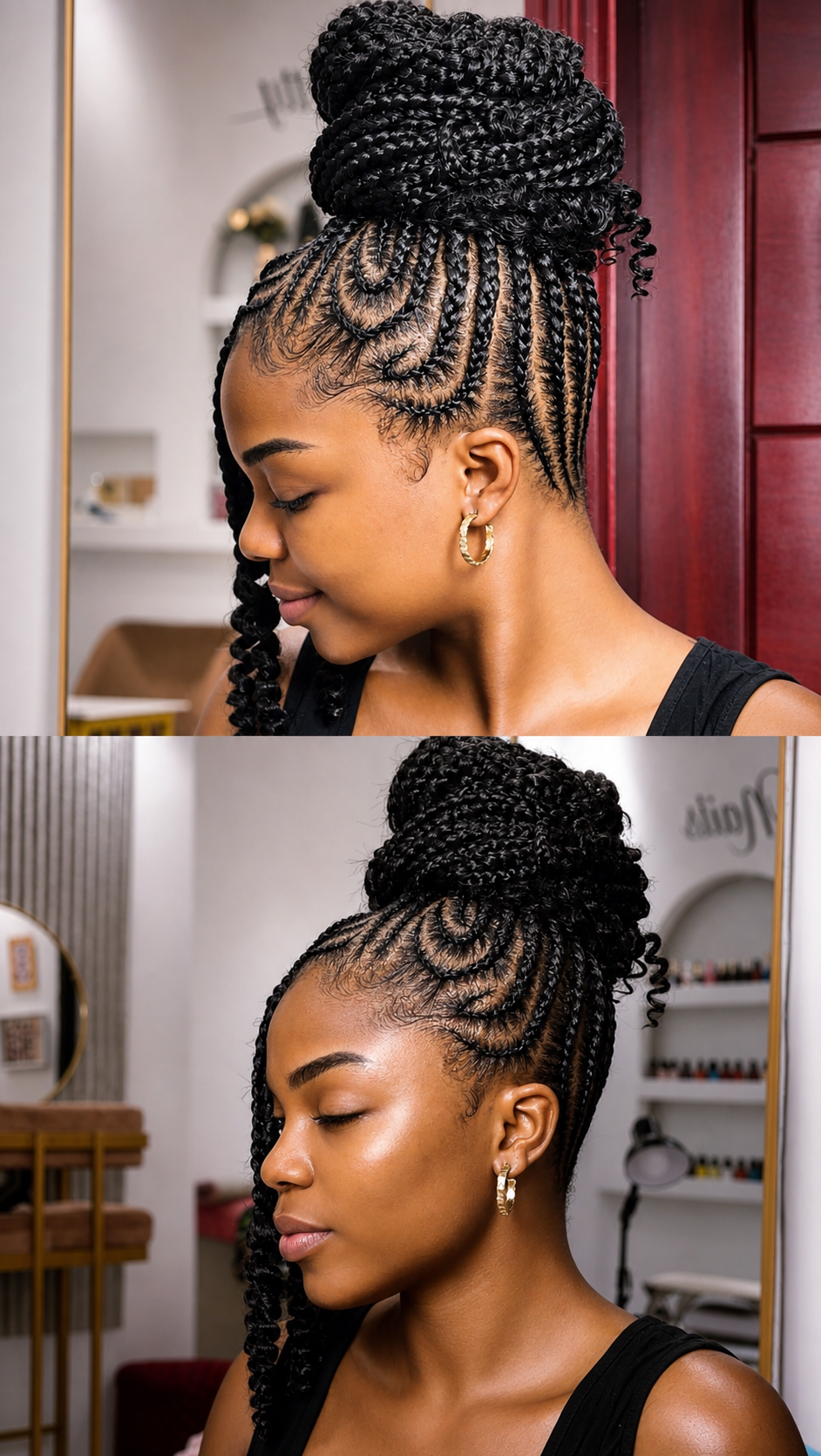 Coiffure soignée après shampooing et brushing
